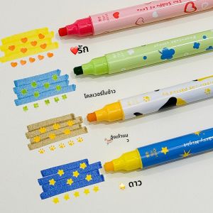 ปากกาฟลูออเรสเซนต์สองหัวความจุขนาดใหญ่สำหรับนักเรียน เครื่องมือจดจำสีสันสดใส เครื่องมือสำนักงานที่มีเอกลักษณ์เฉพาะตัว