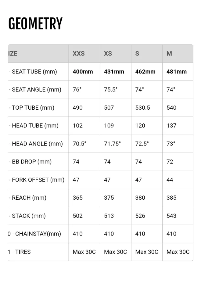 Mosso road best sale bike size chart