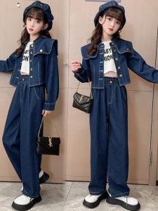 Bộ Đồ Trẻ Em Thời Trang Mùa Xuân 2025 Bộ Đồ Denim Giản Dị Hai Mảnh Cho Bé Gái Bộ Đồ Thường Ngày Hợp Thời Trang Cho Trẻ Lớn
