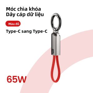 Cáp USB Type C Dạng Móc Khóa Sạc Nhanh 3A Dây Ngắn 10CM Hỗ Trợ PD65W Tương Thích Với iPhone 15 Xiaomi Samsung - Truyền Dữ Liệu