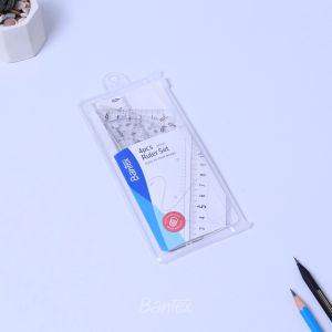 Bantex Set Penggaris Segitiga Busur Derajat Set 4 Pcs PS Tembus Berkualitas Tahan Lama BE5003