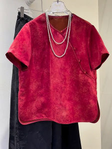 QINGNAER | New Chinese Style Loose Fit Elegant Short Sleeve Blouse Large Size