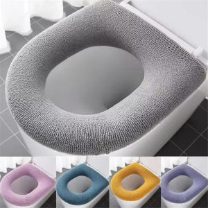 1Pcs Winter Warm Toilet Seat Cover Closestool Mat Washable O-shape Pad Bathroom Accessories Knitting Pure Color Soft Bidet Cover