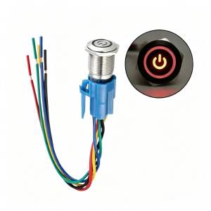 MSM Universal Motorcycle Alloy Halo Switch Power Ignition Button With Wiring Harness Good Quality