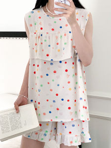 2024 New Arrival Nipple Coverage Poplin Pajamas Female Thin Vest Shorts Suit Japanese Cute Cotton Silk Home Clothing