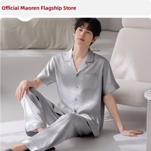 MiiOW | Men Ice Silk Shirt Collar Home Wear Set