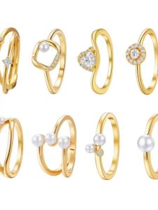 Hot Selling 925 Silver Gold Pigment Circle Zircon Bow Diagonal DIY Fashionable Womens Ring Fit For Daily Wear At Gatherings