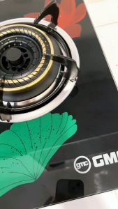 GMC Kompor Kaca Tempered Glass Kompor Gas Tanam & Meja Estetik Motif Bunga 2 Tungku Warna Hitam Tipe 621/622/623/625/651