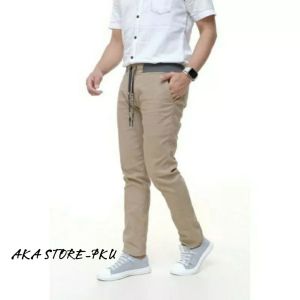 Celana Chino Pria Panjang[RIP] Pinggang Karet Size 27-38 Celana Chinos Remaja Dewasa Santai Casual Formal Premium