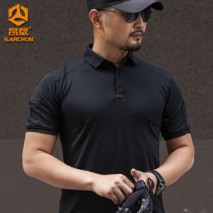 Quick Dry Summer Outdoor Mens T-Shirt Loose Short Sleeve Flip Collar Breathable Sport Polo Shirt for Hiking Camping Traveling