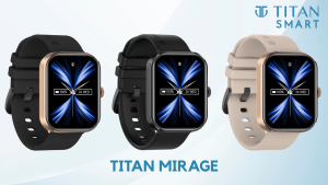 Titan Mirage with 4.97 cm AMOLED Display and AOD Functional Crown BT Calling Smartwatch with Brown Leather Strap