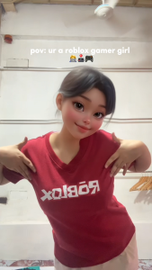 Roblox Logo V-Neck T-shirt for Women Look Gamer Style OOTD Casual Style | HA24512