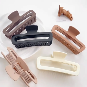 Jedai Rambut Jumbo Fashion Simple Wanita Jepit Plastik Doff Tebal Hair Claw