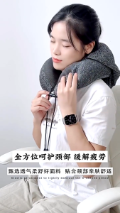 Traveling Inflatable Leher/Otomatis Traveling Inflatable Travel Neck Pillow/Bantal Leher Hoodie