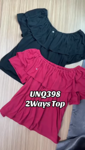 Atasan Wanita Sabrina Lengan Pendek Murah 398 2Ways Ruffle Top 5 Warna