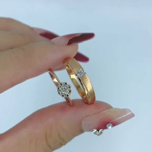 Happy Jewelry แหวนเพชรของแท้ ก้านอิตาลี, ทองแท้ 9k 37.5% ME841