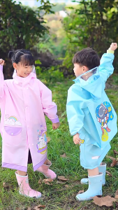 PVC Raincoat for Kids Girls Expandable Kids Rain Coat Full Body Rainproof Comfortable with Backpack