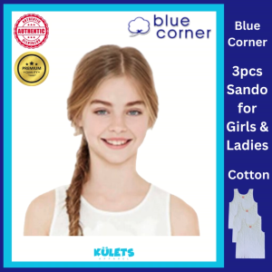 Wholesale 3 Pieces Original Blue Corner Cotton Sabrina Plain White Lady Sando Camisole for Women or Kids or Girls