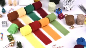 4cmx5Yards Fringe Chiffon Silk Ribbon Handmade Edges Ribbon