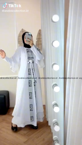 Gamis Abaya Turkey Amarta 127 Hitam Putih Dewasa Muslim Bordir dan Payet Andinicollection