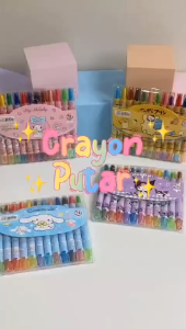 Crayon San.rio Stick Putar isi 12 Warna Twist Pensil Pastel Krayon Set Mewarnai Anak Krayon