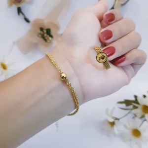 Titanium Set Perhiasan Gelang Dan Cincin Gold Xds2