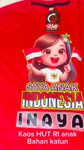 Kaos Anak HUT RI Gratis Nama Bahan Katun Tebal Lembut & Adem Usia 1-9 Tahun