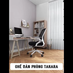 Ghế Chân Xoay Tay Cầm Nâng Hạ Takara CTH10 Ghế Văn Phòng Chống Đau Mỏi Lưng Cổ