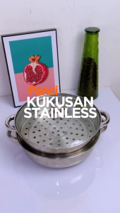 CS Panci Kukus Set Stainless Steel Panci Sup Steamer Ikan Bakpao Siomay 2 Susun 28Cm Tebal