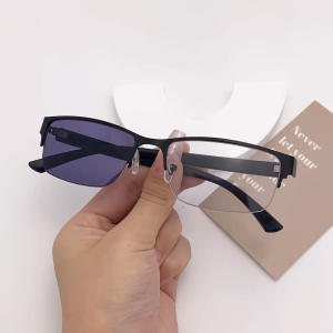 Half-Frame Graded Glasses for Nearsighted - Anti-Radiation 0-400 Degree Fashion Eyeglasses for Business Men Eyeglasses