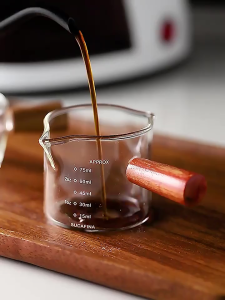 [HCM] Cốc Thuỷ Tinh Cán Gỗ Đong Cafe Sữa100ml-CA666