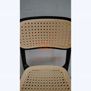 Wfurniture PP Rattan Chair Nordic Plastic Chair Backrest Stackable Outdoor Chair Restaurant Dining Chair Kerusi Cafe