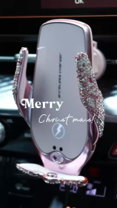 Giá Đỡ Điện Thoại Đính Đá Sang Trọng Cảm Biến Hồng Ngoại Kẹp Mở Tự Động Kiêm Sạc Không Dây Trên Ô Tô CIND V56 - Nhập Khẩu Chính Hãng