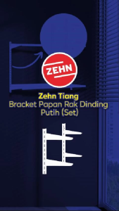 Zehn Tiang Bracket Papan Rak Dinding Putih (Set)