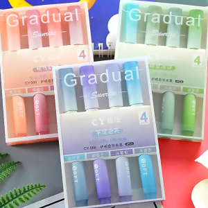4pcs/set Highlighter Hand Account Pen Color Marker Pen Morandi Color School Office Supplies Student Key Marker Pen