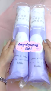 Combo Bông tẩy trang Hàn Quốc Bora 150m cây Siêu Mềm Mịn An Toàn Cho Da Nhạy Cảm