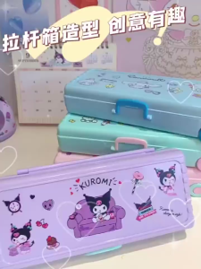 DIY Sanrio Kuromi Melody Stationery Pencil Case Box Creativity Suitcase Modeling Portable Large Capacity