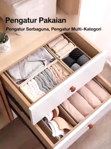 6PCS Storage box / Storage box underwear / penyimpanan underwear / storage box sekat/Storage Box Organizer Lemari pakaian Kotak set isi 6 Sekat Laci ik3a Skubb
