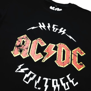 Kaos ACDC High Voltage Kaos Band Bahan Katun Pakaian Pria Kaos Wanita Kaos