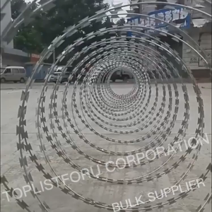 Razor wire coil 164Ft【1 year warranty Anti-rust】 Garden wire fencing 50 Meters razor blade wire barbed wire Galvanized razor wire Stretched Ribbon Barbed Wire Coils for Farm FenceGarden