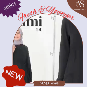 Baju Cantik Haji Umroh Gamis Katun Ethica Hanami 14 Black / Dress Gamis Hitam Bahan Royal Twill Daily Outfit Ethica Fresh & Younger