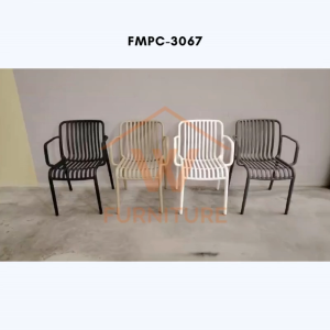 Wfurniture PP Plastic Chair Armrest Cafe Chair Stackable Outdoor Backrest Chair Kerusi meja makan Dining Chair
