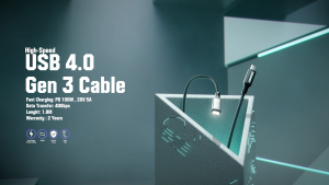 ERGONOZ Clynk Type-C 100W ส่งข้อมูลด้วยความเร็ว 40Gbps รองรับภาพ 8K สายถัก E-Marker Chip ความยาว1.8M