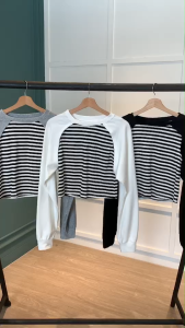 BL20934 Two in One Blouse (Stripe Inner n Cape Outer)