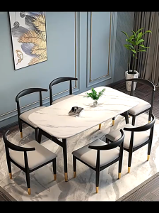 Marble Dining Table Light: Luxury Modern and Simple Dining Table Black White Coffee Table