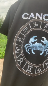 ODA Cancer June 21 - July 22 Zodiac Sign T-Shirt - Cotton with Durable Rubberized Print for Men and Women  Crewneck Round Neck Comfort Fashion Fit Sleeve Top Womenswear Check Love Piece Polyester Lingerie Streetwear  Sumer Casual Short Sleeve