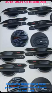 Paket Cover Handle Outer/Auter Mangkok Pintu Tank Cover Tutup Tengki All New Rush 2018-2024UP OUTER PREMIUM & TRAVESIUM HITAM DOFF