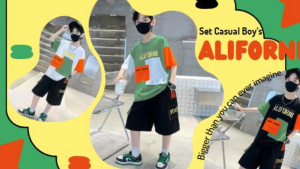 Baju Setelan Anak Laki Laki Set 2in1 (Baju & Celana Pendek) Casual AliForni Boy