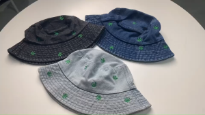 หมวกบักเก็ตยีนส์ หมวกกันแดด ลายใบไม้ 354 หมวกฤดูร้อน.ใส่สบาย