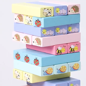 [ Loại lớn] Bộ đồ chơi rút gỗ loại lớn in hình động vật màu sắc bắt mắt kèm xúcxắc và thanh gõ